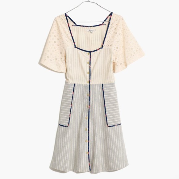 NWOT Madewell X The New Denim Project Patchwork Square Neck Dress - Picture 1 of 5
